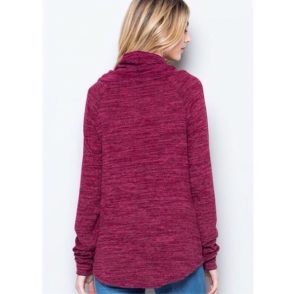 Burgundy Cowl Neck Sweater - Picture 4 of 5
